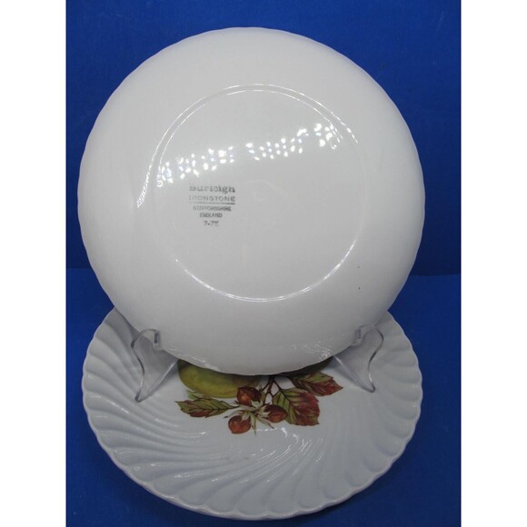 Burleigh Ironstone Set Of 3 Fruit Design 8" Swirl Plates Staffordshire England - Picture 4 of 8